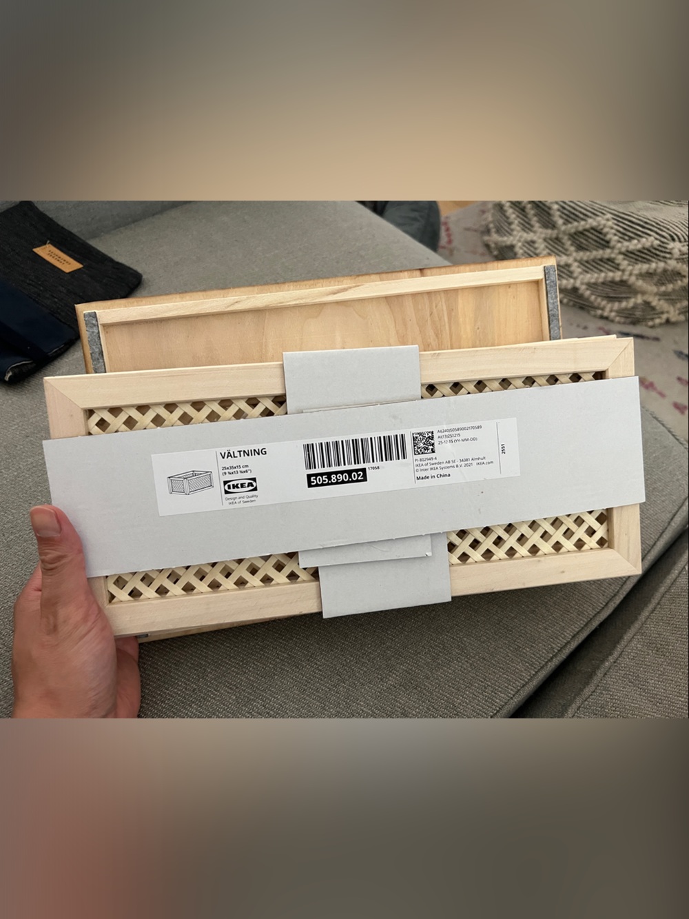 IKEA VÄLVTING Woven Wood Tray - Light Natural